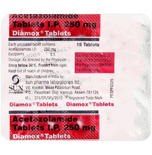 diamox 250mg tablet 15's